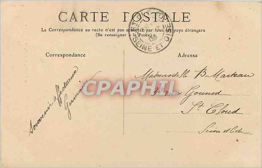 CPA Neris les Bains Casino le Theatre  — Rückseite
