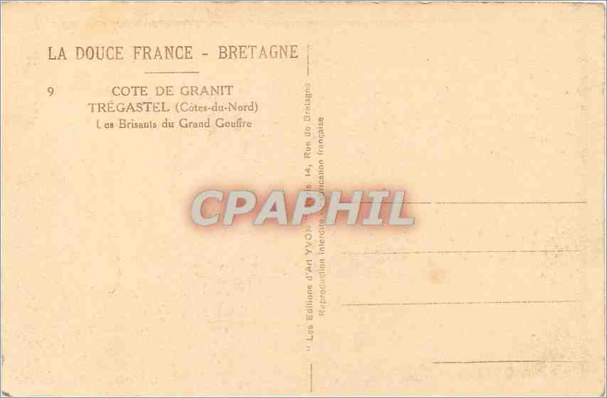 Trégastel - Le Grand Gouffre — Éditions d'Art Yvon, n°9 — Rückseite