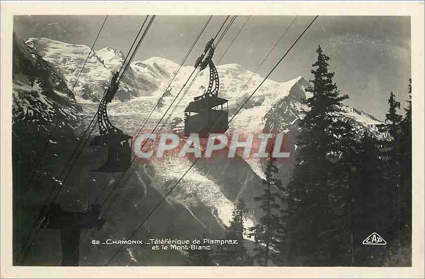 CPA Chamonix Teleferique de Plampraz et le Mont Blanc 