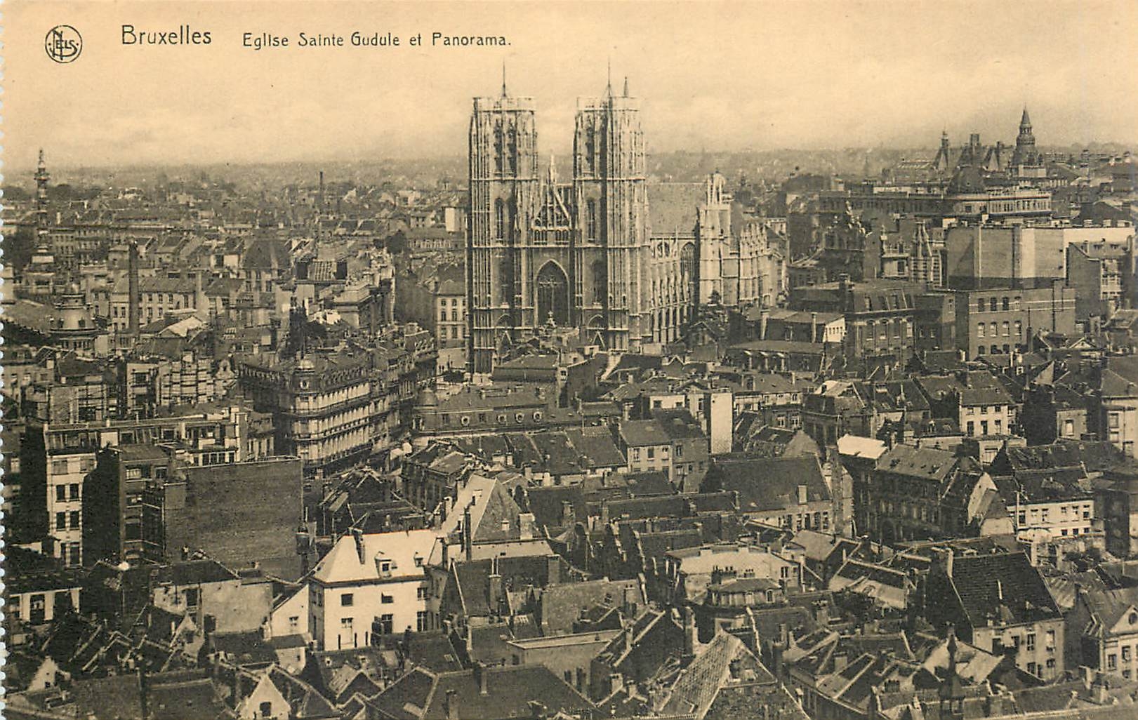CPA Bruxelles Eglise Sainte Gudule et Panorama 