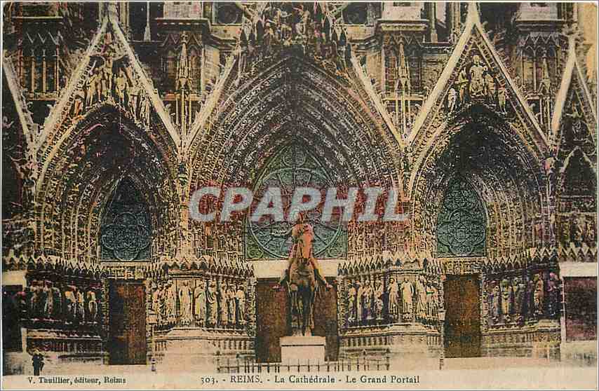 CPA Reims La Cathedrale Le Grand Portail 
