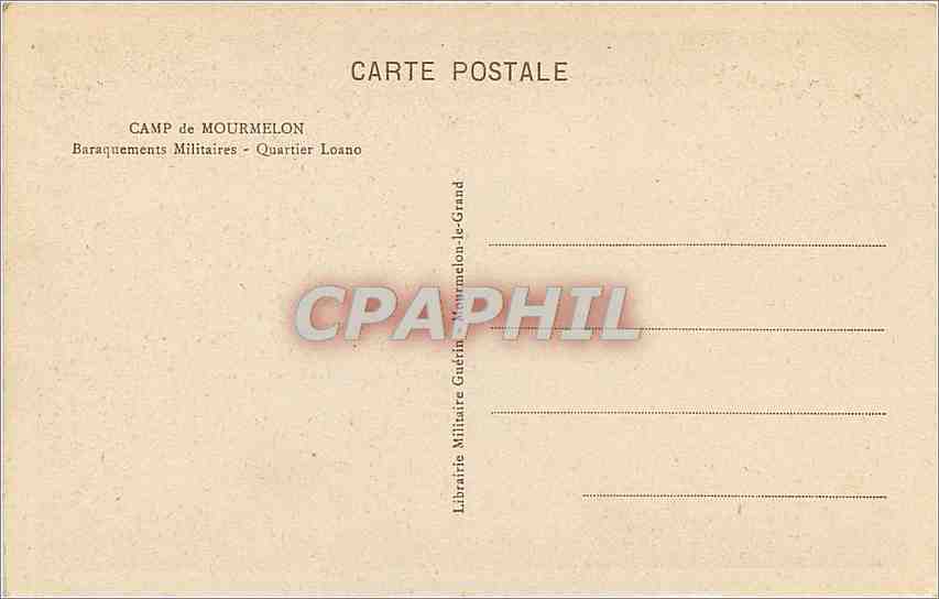 CPA Camp de Mourmelon Baraquements Militaires Quartier Loano Militaria — Back
