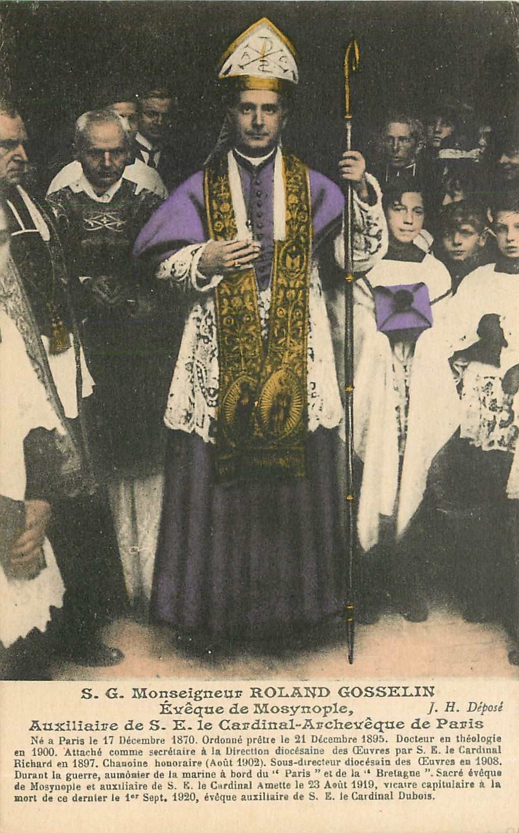 CPA SG Monseigneur Roland Gosselin Eveque de Mosynople Auxiliaire de SE le Cardinal Archeveque de Pa
