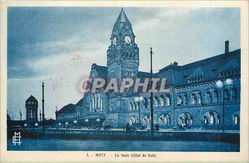 CPA Metz La Gare Effet de Nuit 
