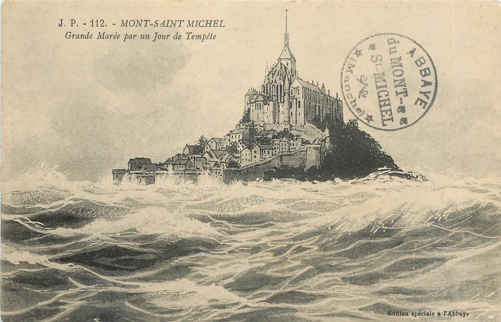 CPA Mont Saint Michel Grande Maree par un Jour de Tempete 