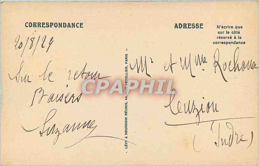 CPA Marseille La Corniche  — Verso