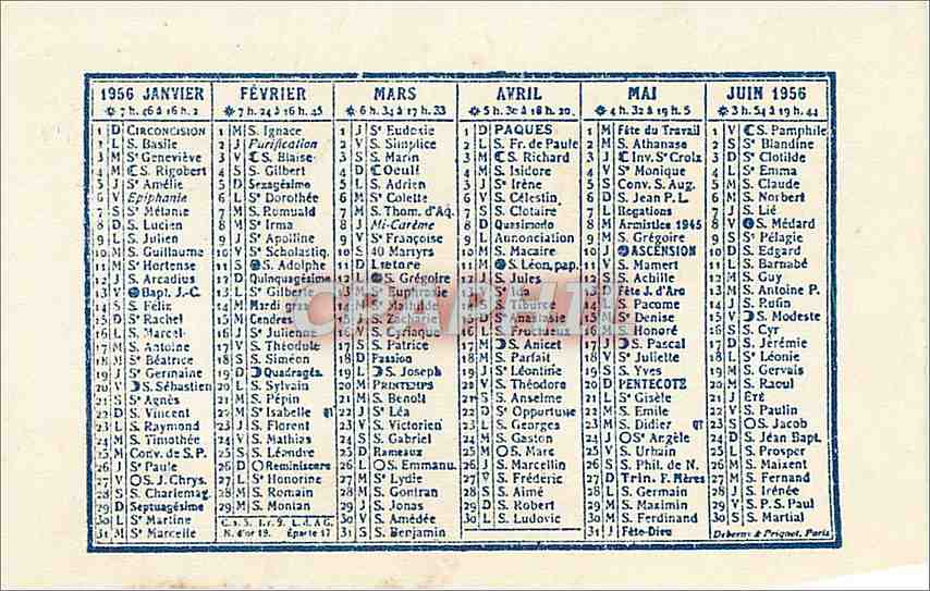 Calendrire 1956 Le Mont Saint Michel  — Rückseite