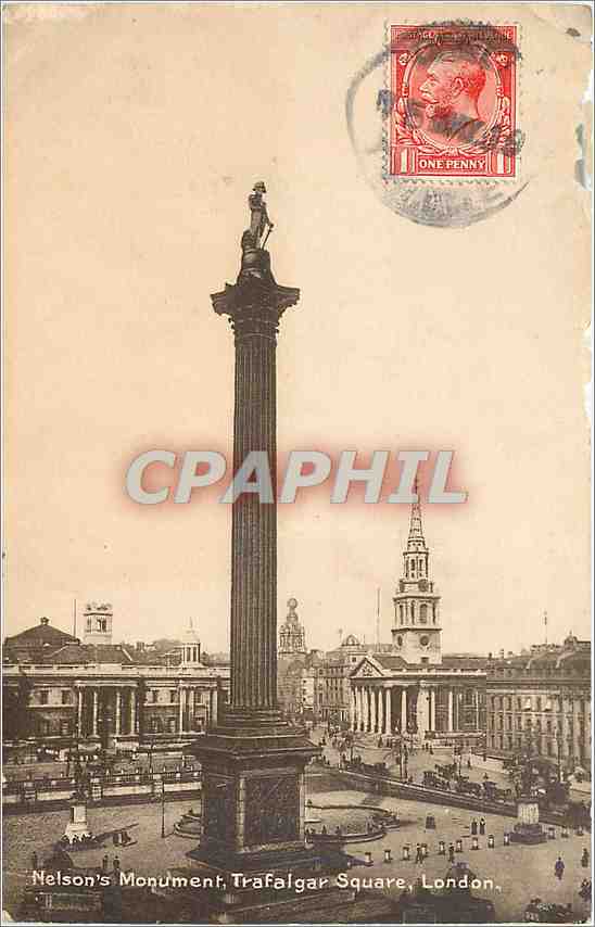 CPA Nelson's Monument Trafalgar Square London 