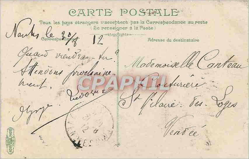 CPA Nantes Le Chateau la Cathedrale  — Verso