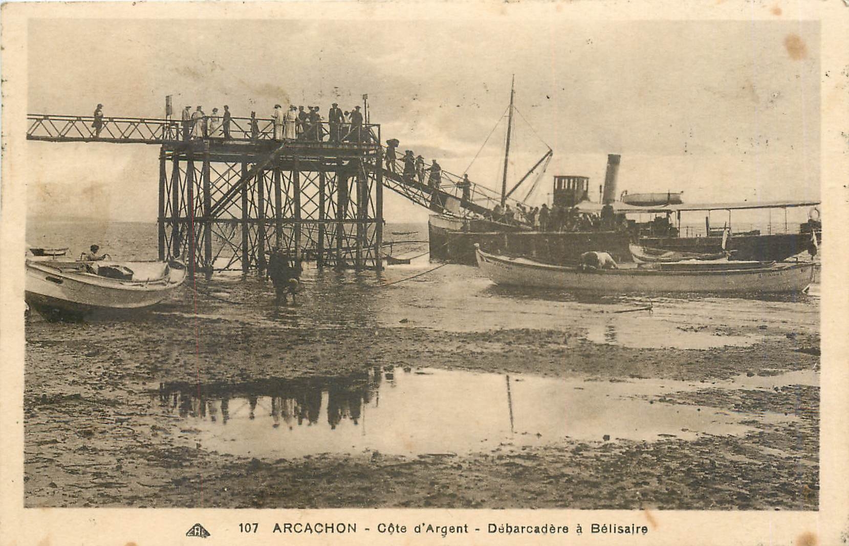 Arcachon - Côte d'Argent - Débarcadère à Bélisairé — éditeur CPAPHIL, n° 107
