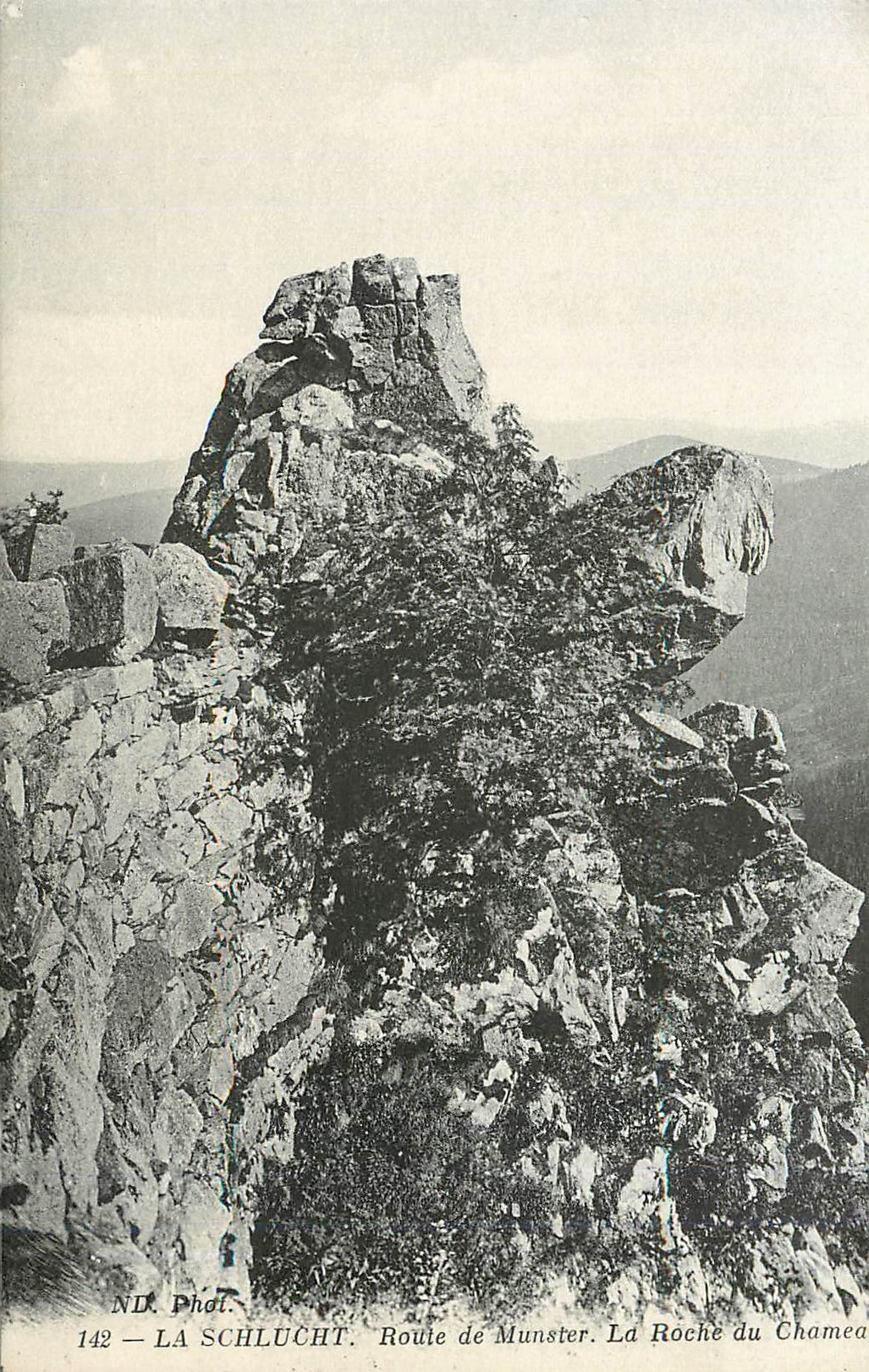 CPA La Schlucht Route de Munster La Roche du Chamea 