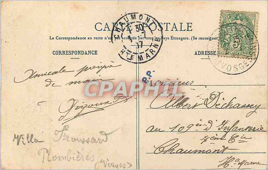 CPA Plombieres les Bains Vosges Vue generale prise de la Vierge  — Verso