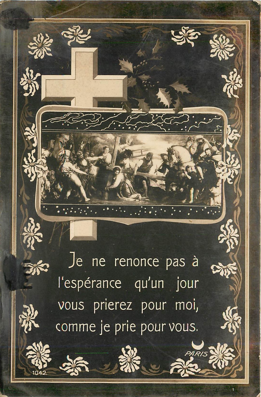 CPA VŒUX Croix Je en renonce pas