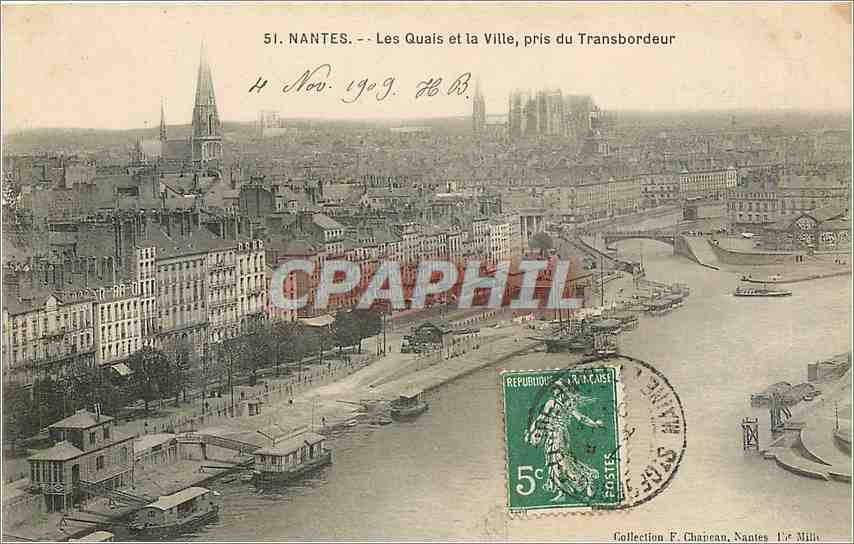 CPA NANTES-Les quai et la ville  pris du transbordeur
