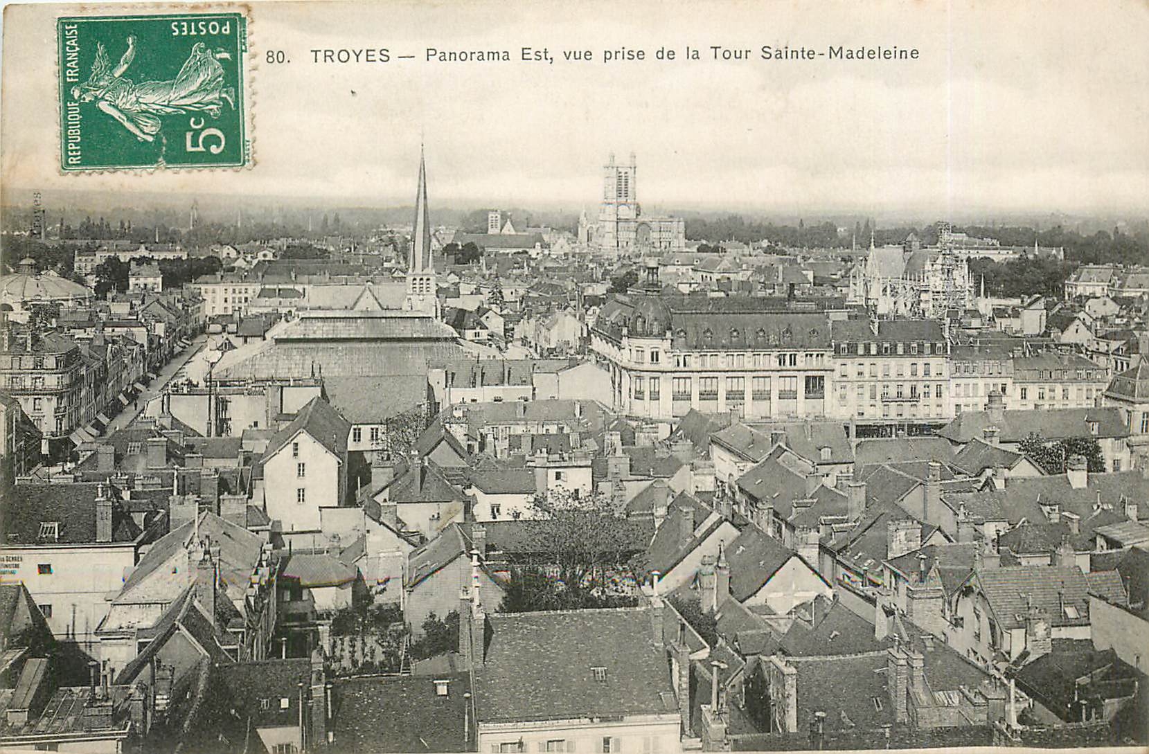 Troyes — Ostpanorama, Aufnahme von der Tour Sainte-Madeleine — unbekannter Verleger, Nr. 80