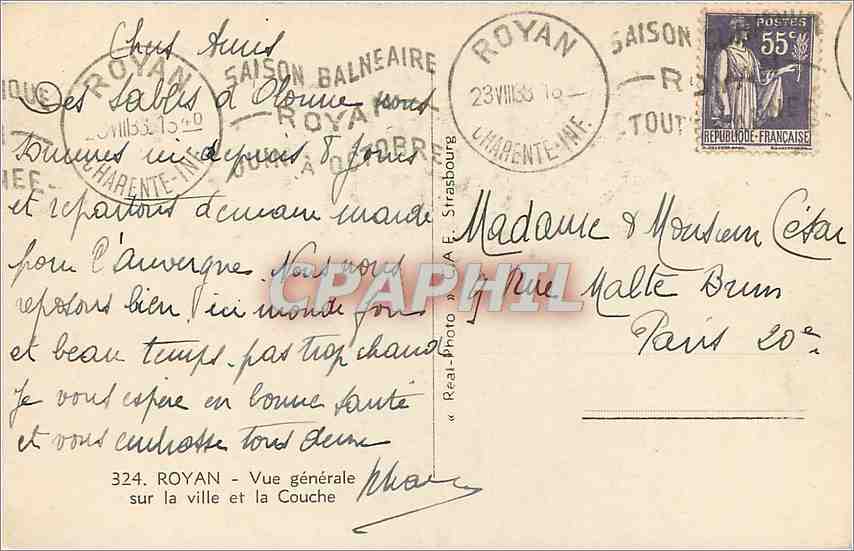 CPA ROYAN-vue generale sur la ville et la Couche — Back