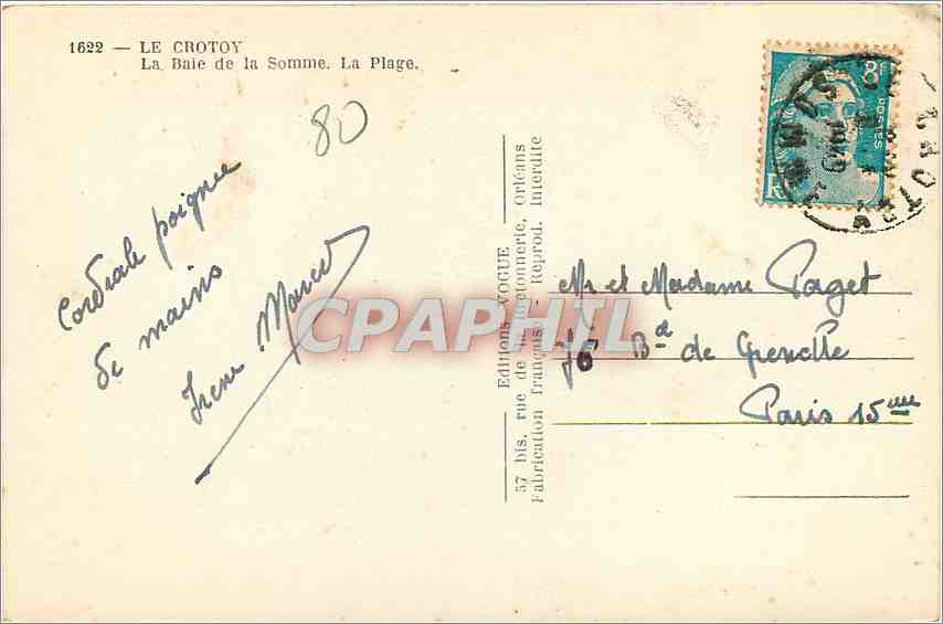 CPM LE CROTOY-La baie de la somme - la Plage — Rückseite