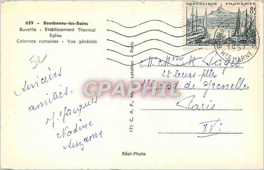 CPM Bourbonne les-bains -Buvette -etablssement Thermal Egise — Back