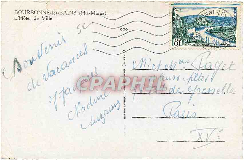 CPA Bourbonne les-bains -(The Marne)-L'Hotel de ville — Back