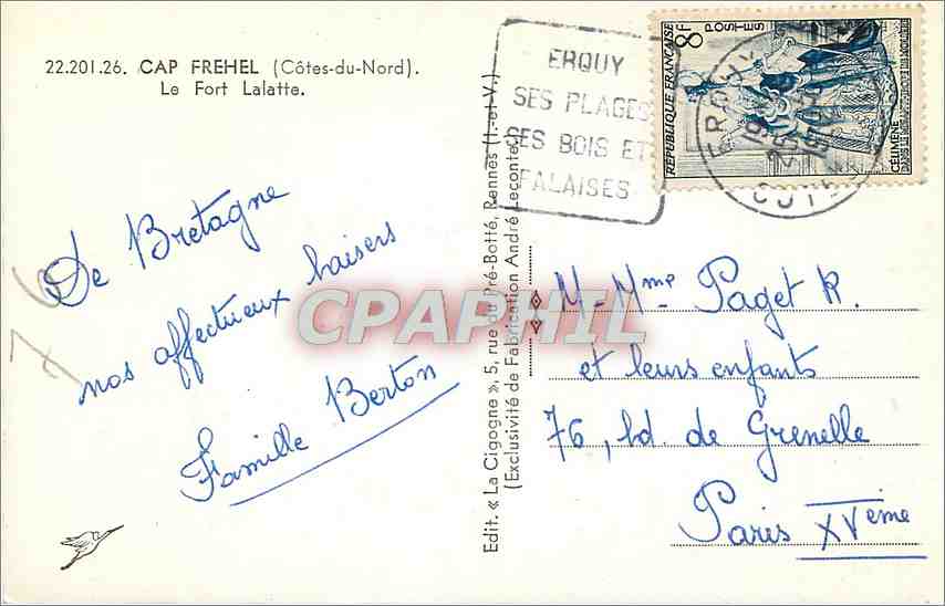 CPA CAP FREHEL(Cote du Nord)le Fort Lalatte — Rückseite