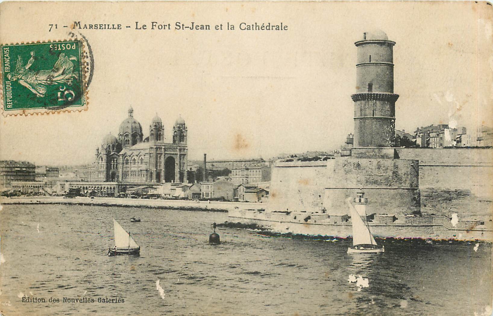 CPA MARSEILLE-Le Fort st Jean et la Cathedrale