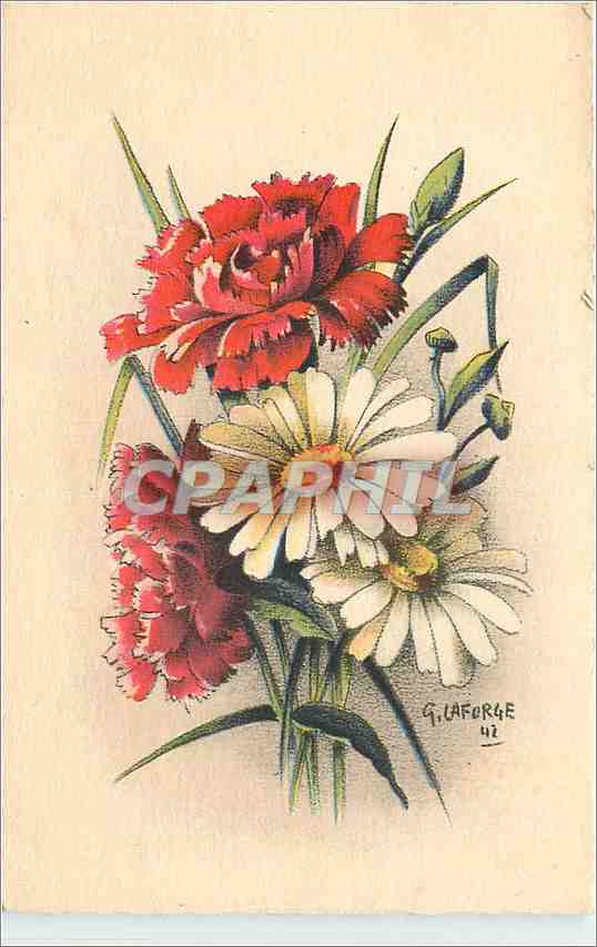 CPA VŒUX Fleurs