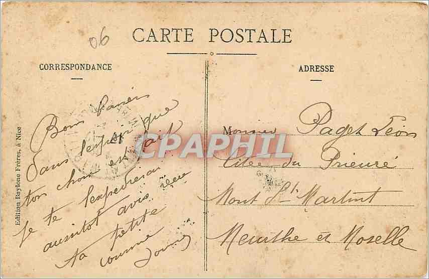 CPA NICE-Vue generale du Chteau et des Terrasses — Rückseite