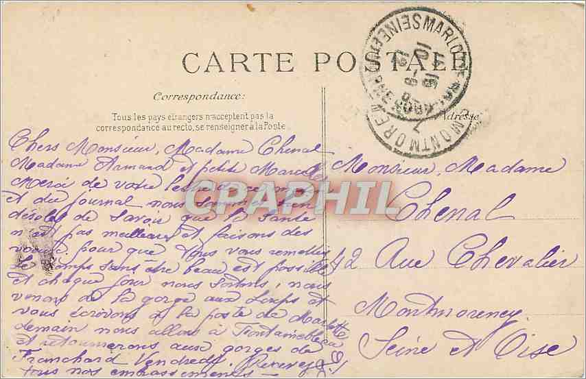 Forêt de FONTAINEBLEAU — Long Rocher — Éditeur E.P.D. n°223 — Rückseite