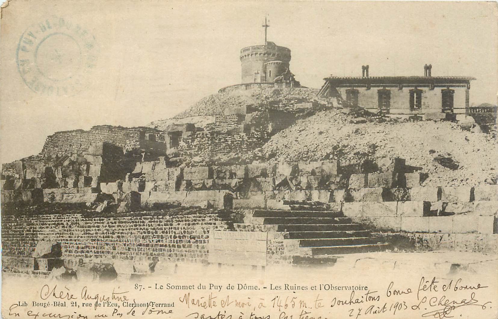 CPA Le Somme du Puy de Dome-les Ruines et l'observatoire