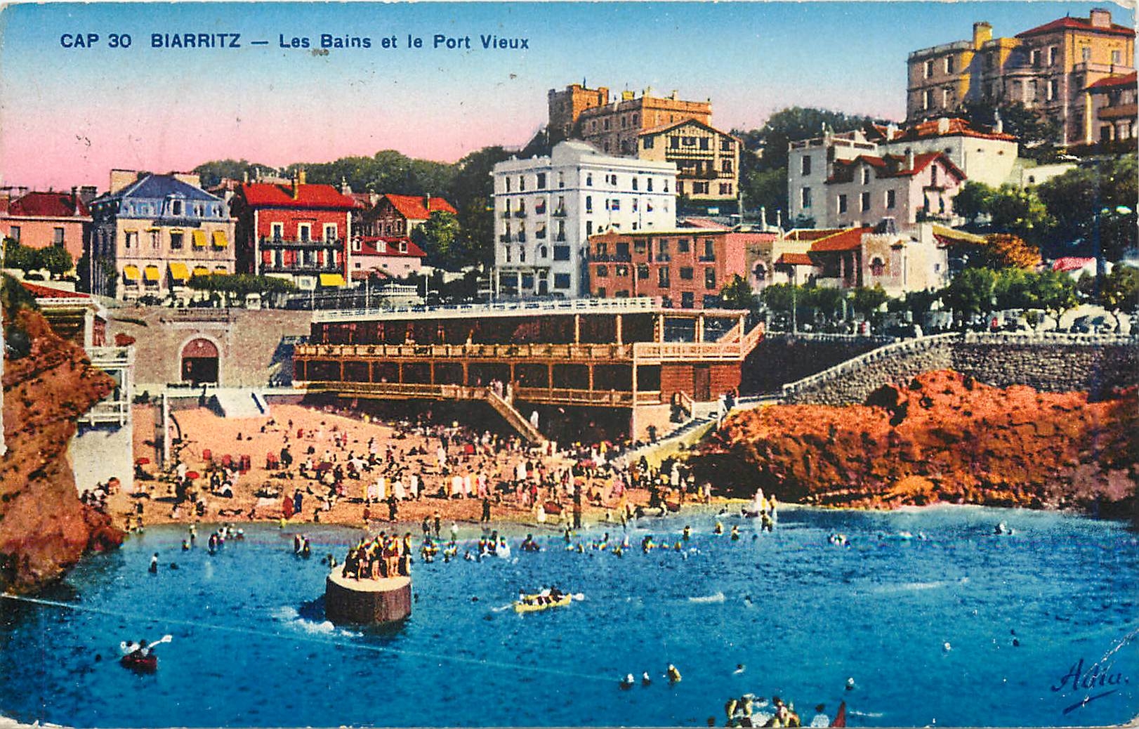 CPA BiARRITZ-Les bains et le Port vieux