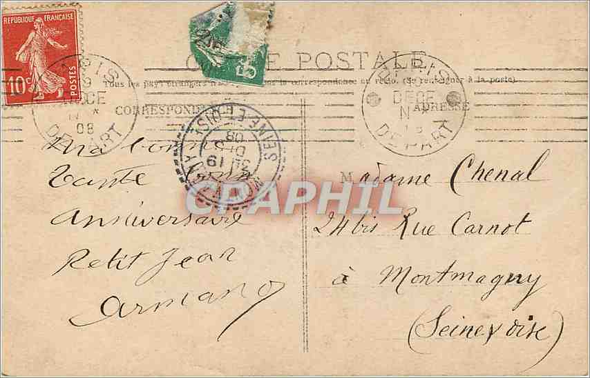 Trois personnes sous un treillis floral — J.K. — Éditeur inconnu — Verso