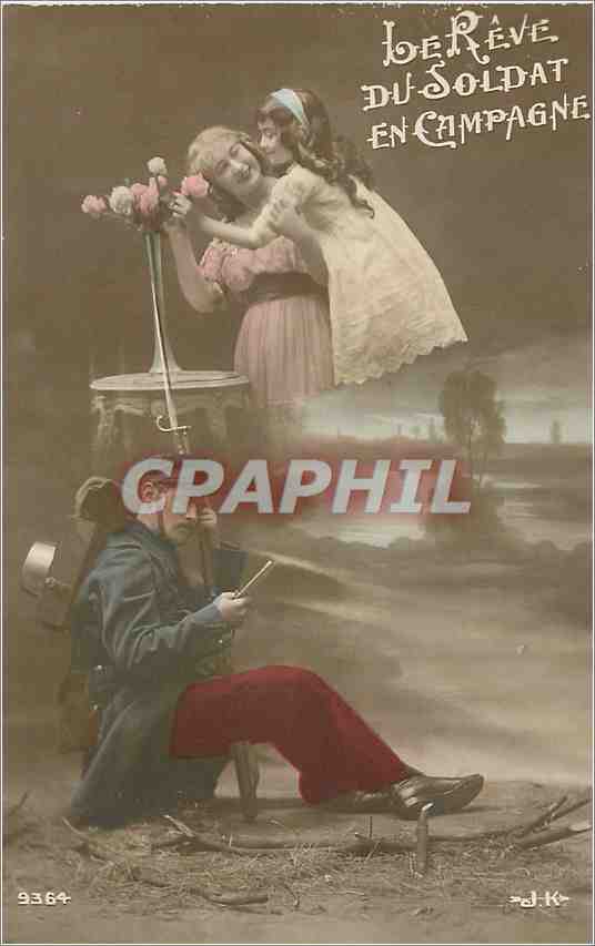 CPA VŒUX Femme Soldat Militaria Enfant