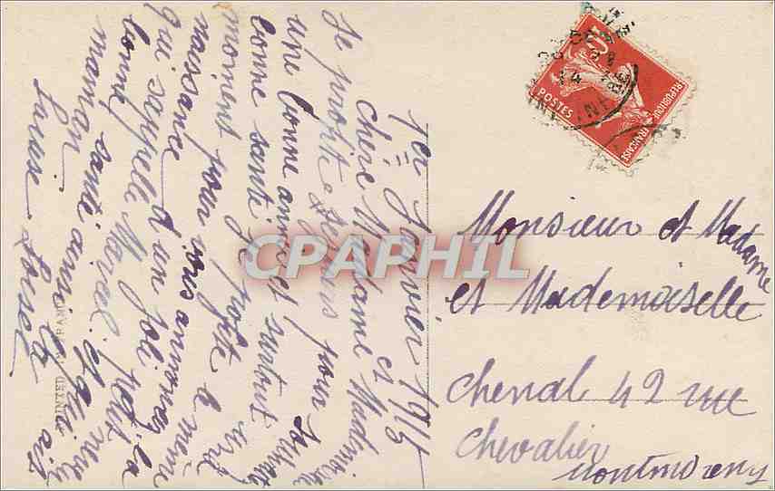 CPA VŒUX Femme Soldat Militaria Enfant — Verso