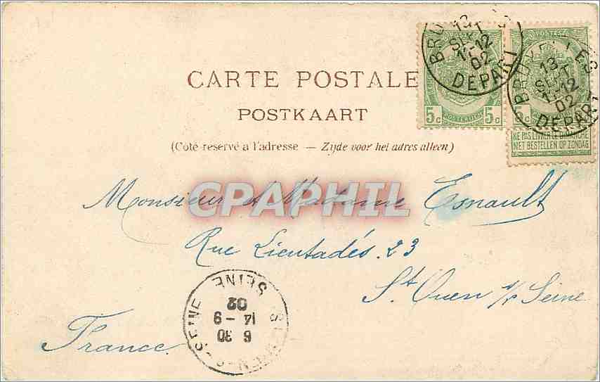 CPA BRUXELLES-Gare du Nord — Verso