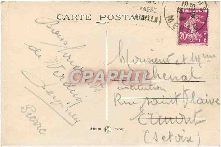 CPA DOUAUMONT-Le Soldat du Droit-(oeuvre du Sculpteur Descatoire) — Rückseite