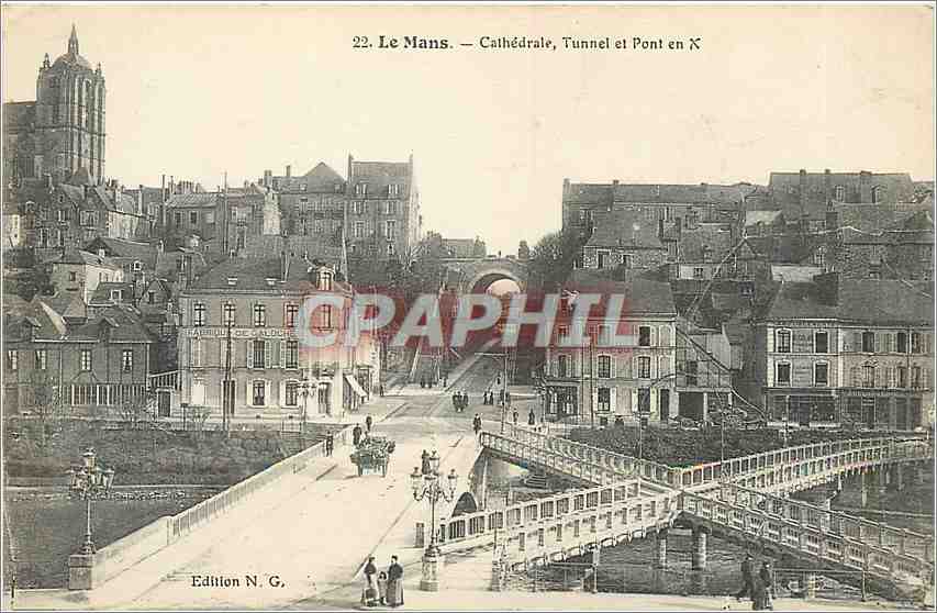 CPA LE MANS-Catherale et Pont en X