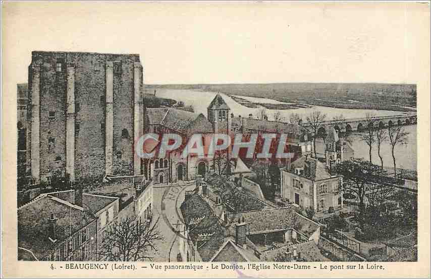 CPA BEAUGENCY(Loiret)-Vue Panormique  le DONJON L'Eglise Notre Dame-le pont sur la Loire