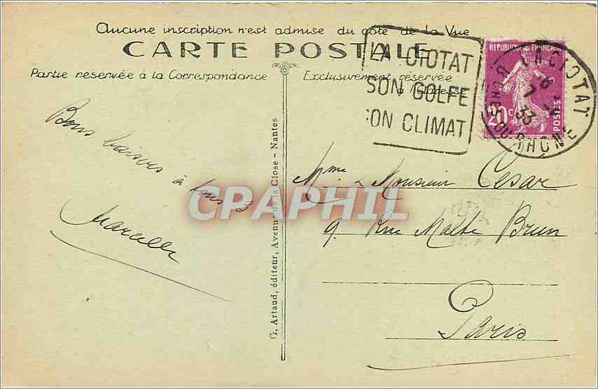 CPA LA CIOTAT-Le bec de l'aigle — Rückseite
