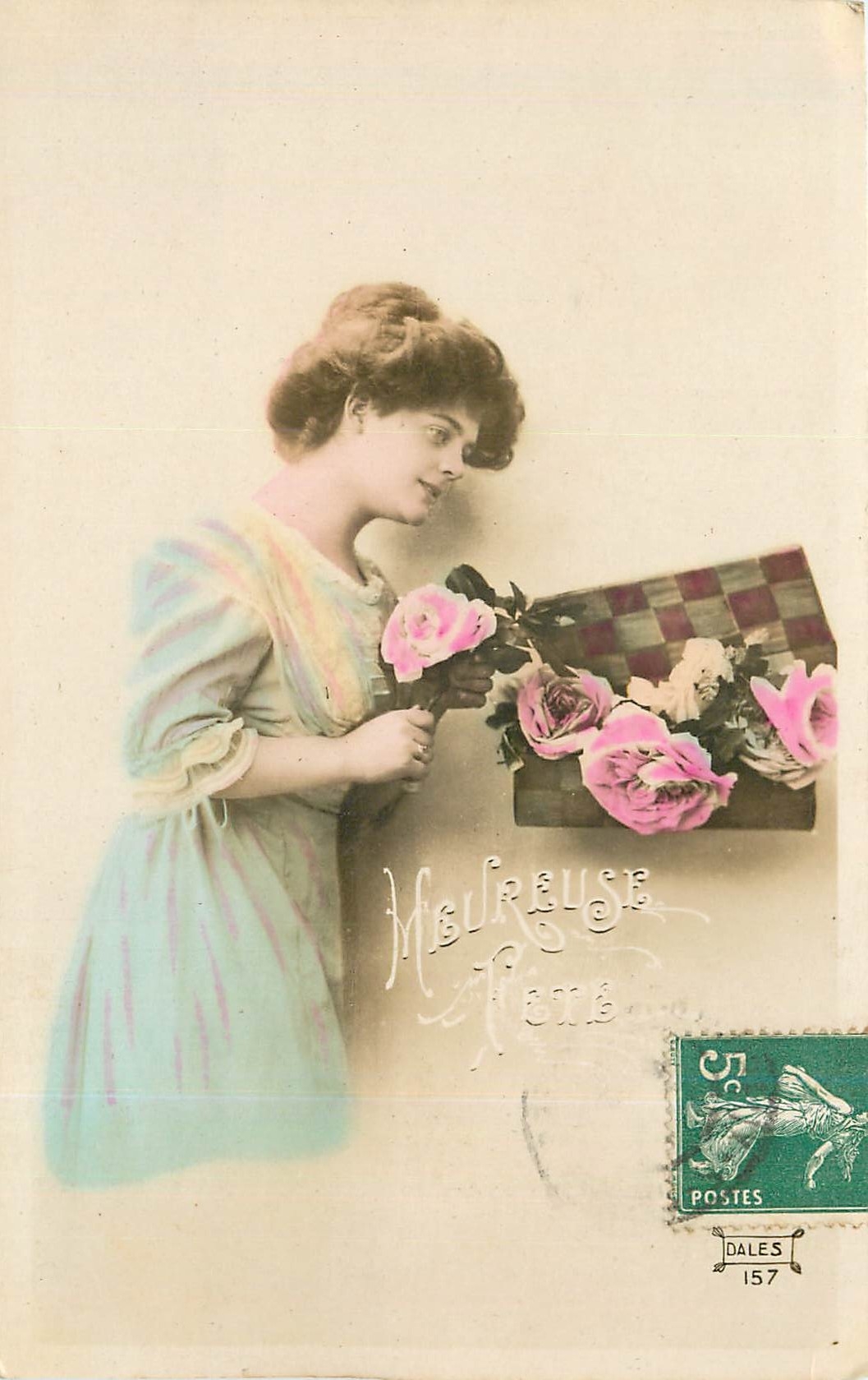 Femme avec roses — Meureuse — éditeur Dales n°157