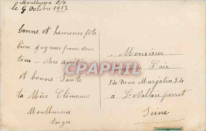 Femme avec roses — Meureuse — éditeur Dales n°157 — Verso