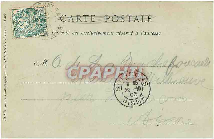 CPA CHATEAU DE COUCY-Vue prise au Leyant — Rückseite