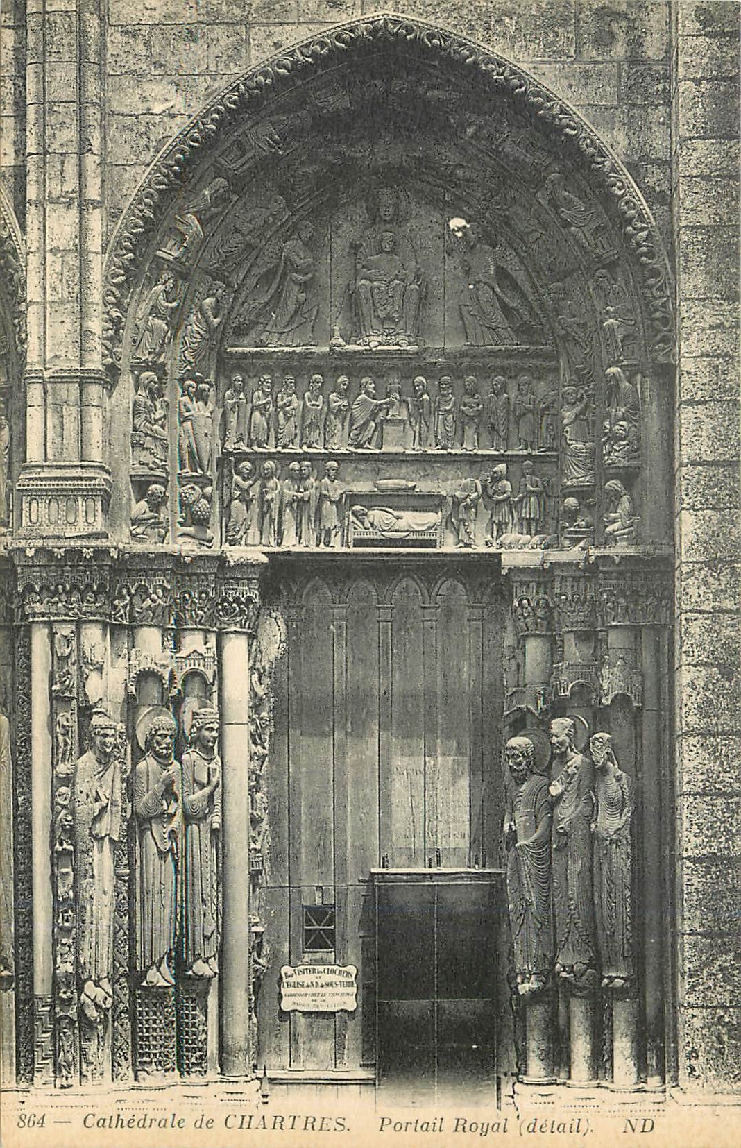 Cathédrale de Chartres — Portail Royal (détail) — Éditeur ND, n° 864
