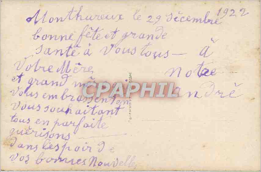 CPA VŒUX Fleurs — Rückseite