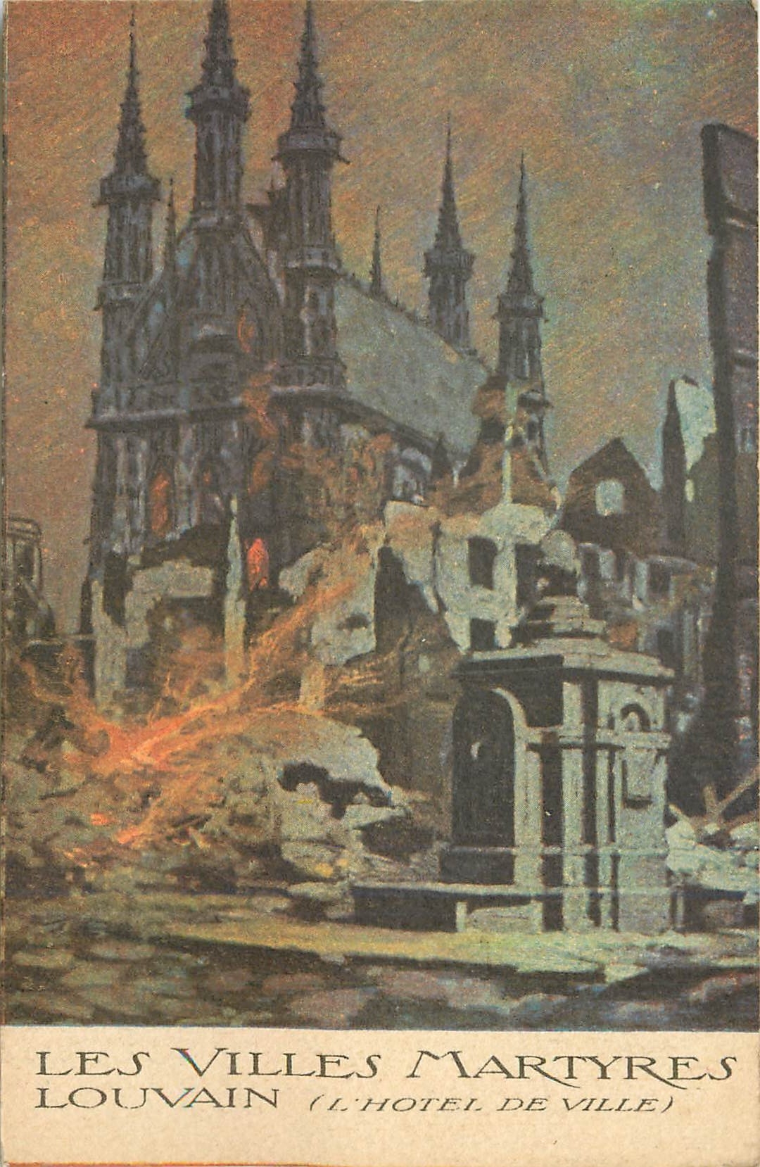 CPA LES VILLES MARTYRES - LOUVAIN (Hotel de ville) Militaria