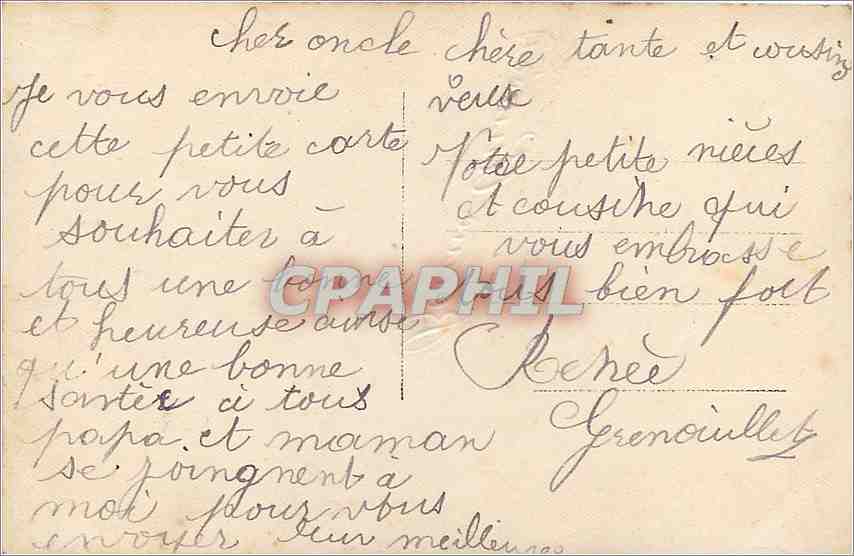 CPA VOEUX — Verso