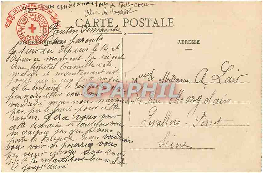 CPA lit de campagne de Napoleon — Verso