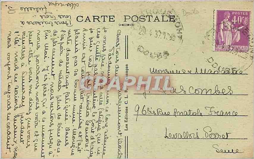 CPA FRONTIERE Franco-Suisse-1036-Les gorges du DOUBS-Rochers des orgues de la Mort — Rückseite