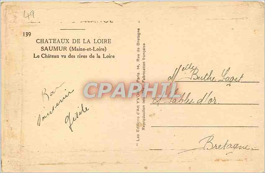 CPA SAUMUR(M ET L)Le Chateau de la Loire-vu des rives de la Loire — Rückseite