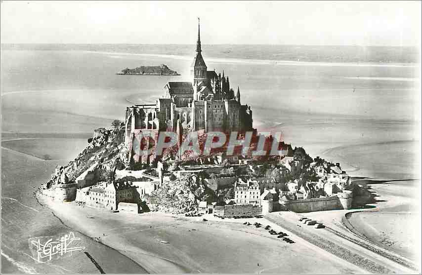 CPA MONT ST MICHEL-(Manche)-Vue aerienne.Le Couesnon-le Mont (façade Ouest)L'ile de Tombeaine et la 