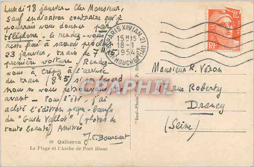 CPA QUIBERON-La Plage et lArche de Port Blanc — Rückseite